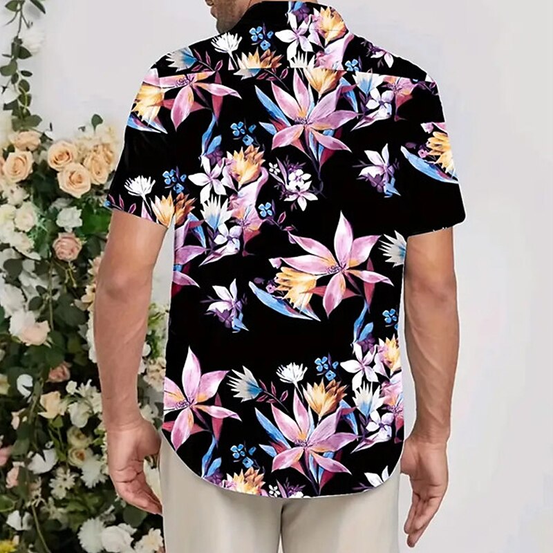 Camisa hawaiana de verano con flores tropicales y flores Camisa hawaiana