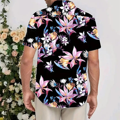 Camisa hawaiana de verano con flores tropicales y flores Camisa hawaiana