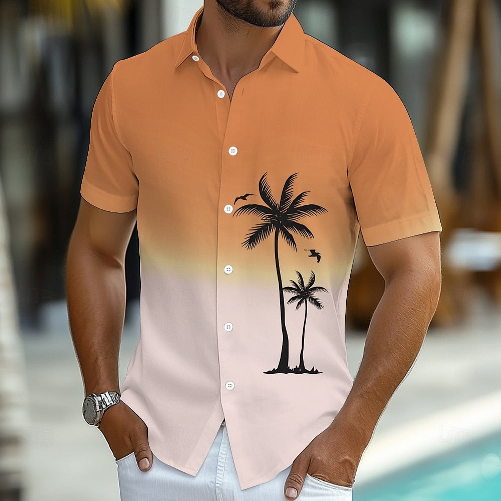 Blue Gradient Coconut Tree Shirt