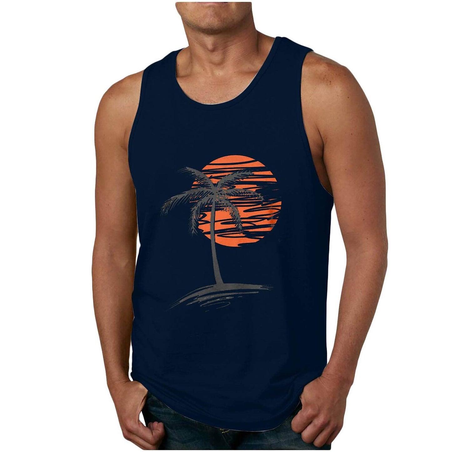 Coconut Tree V-Neck Tank Top