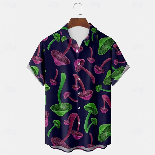 Abstract Hippie Casual Mushroom Shirt