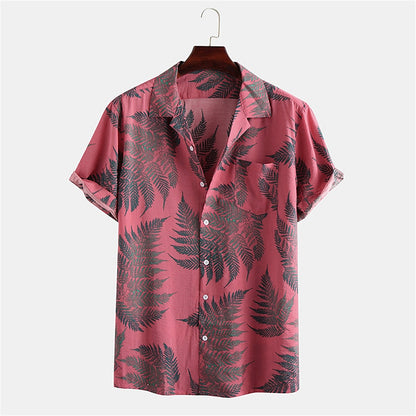 Palm Leaf Tropical Camp Collar Shirt