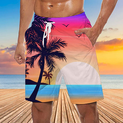 Graphic Coconut Tree Swimming Trunks Board Shorts