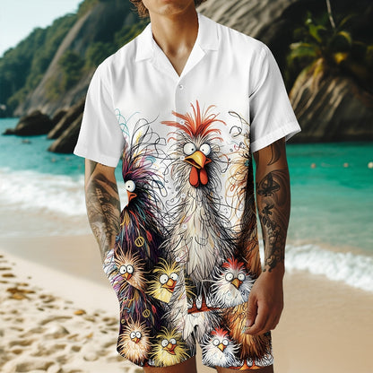 Funny Rooster Shirt and Shorts Set