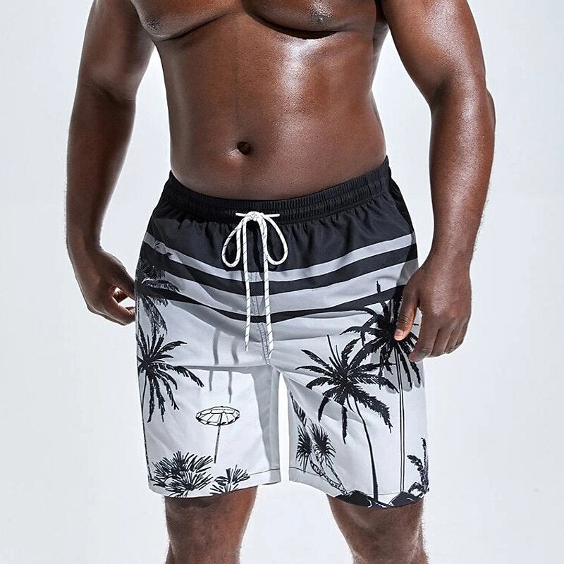 Coconut Tree Graphic Prints Swimming Shorts