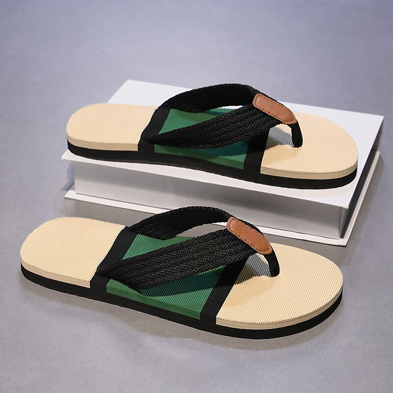 Colorblocked Mesh Strap Flip Flops