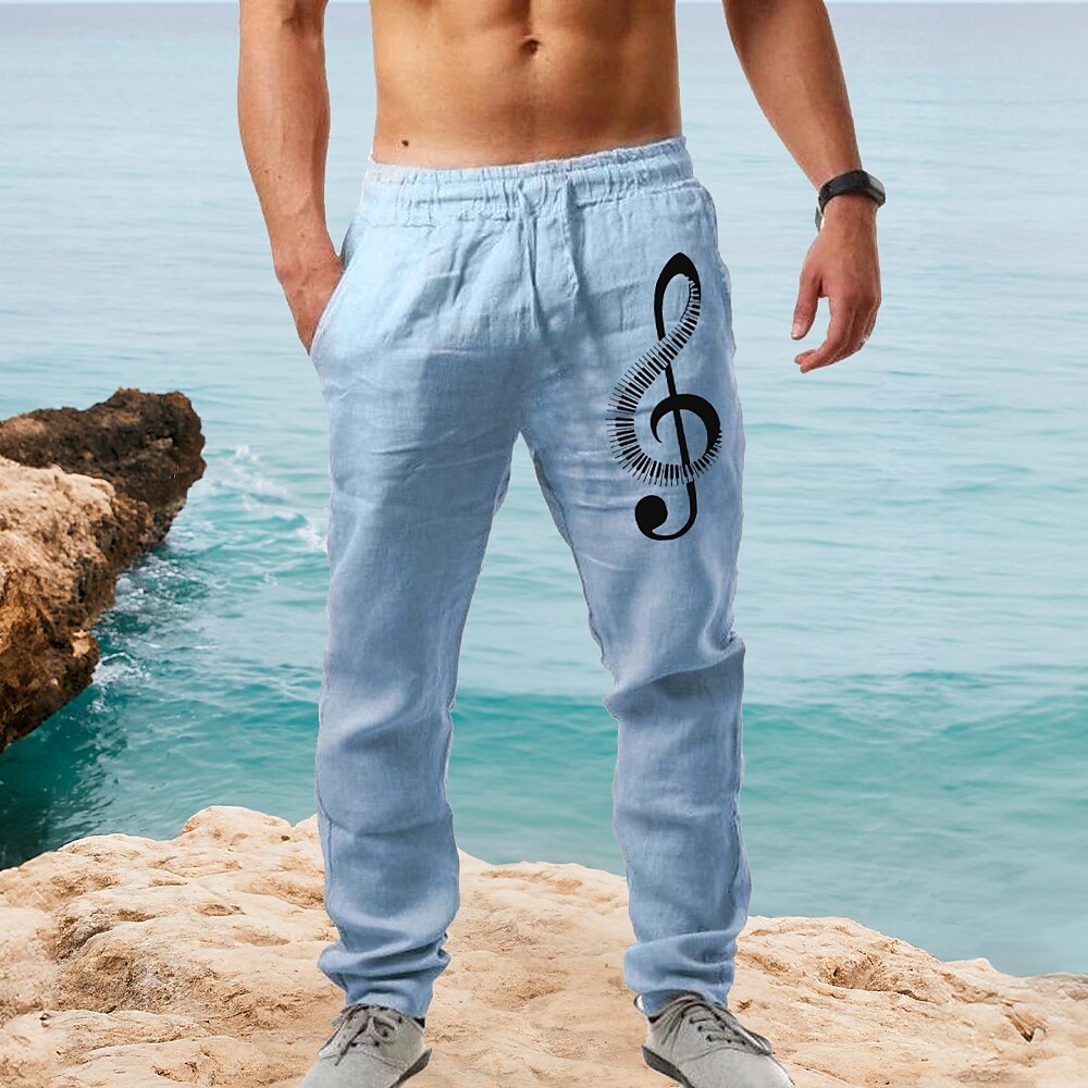 Instrument Print Elastic Summer Pants