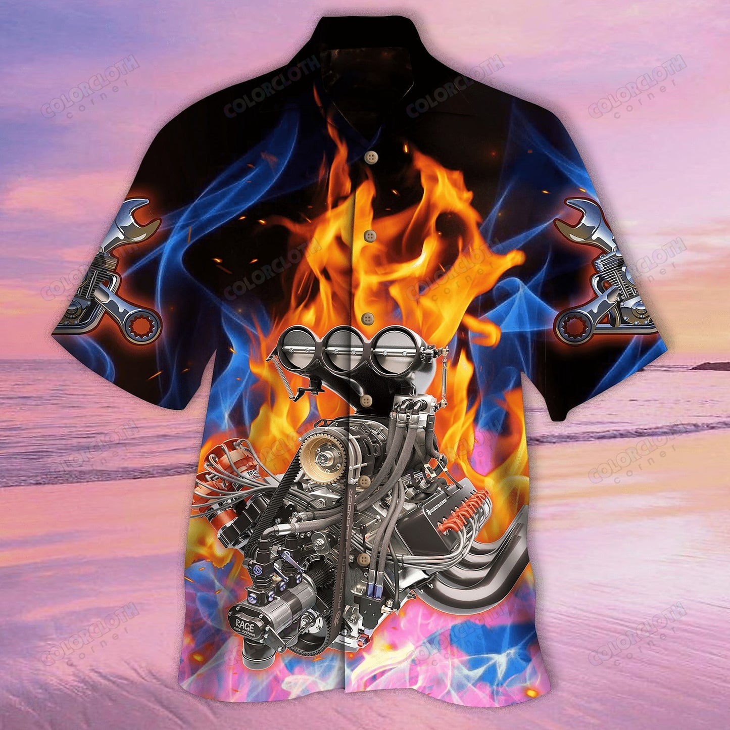 Graphic Flame and Machine Gun Shirt