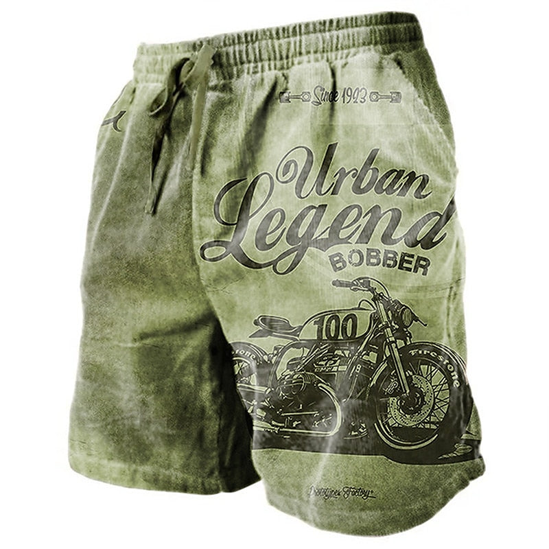 Graphic Letter Motorcycle Shorts