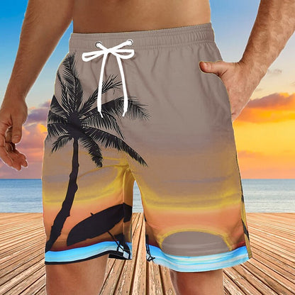 Graphic Coconut Tree Swimming Trunks Board Shorts