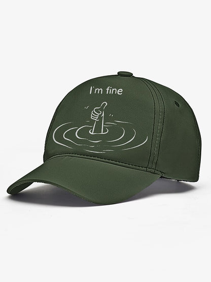 Navy 'I'm Fine' Snapback Cap