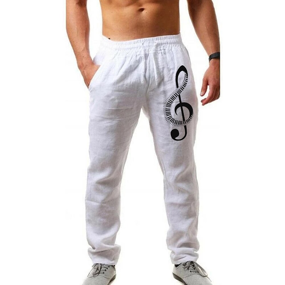 Instrument Print Elastic Summer Pants