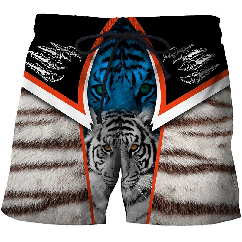 Bañador tipo short de tabla con letras de tigre