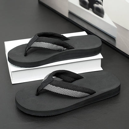 Red Flip-Flops with Black & Gold Stripes