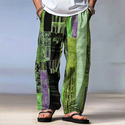 Color Block Patchwork Trousers Pants