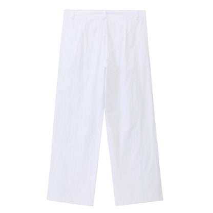 Classic Linen Ankle-Length Drawstring Pants