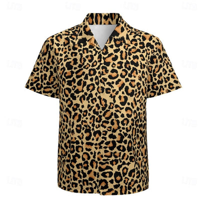 Retro 70s Disco Leopard Aloha Shirt