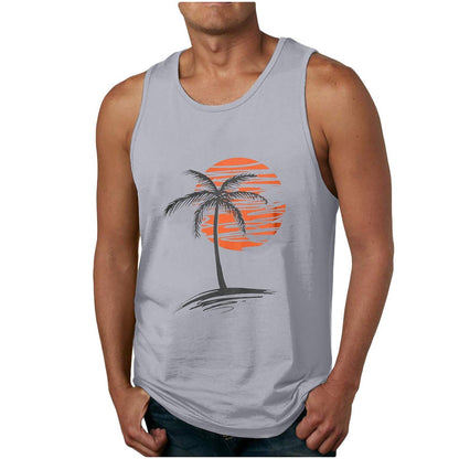 Coconut Tree V-Neck Tank Top