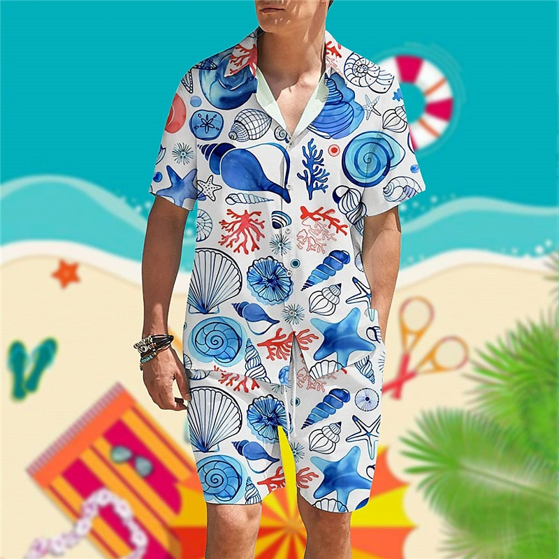 Shell and Conch Print Shirt Set