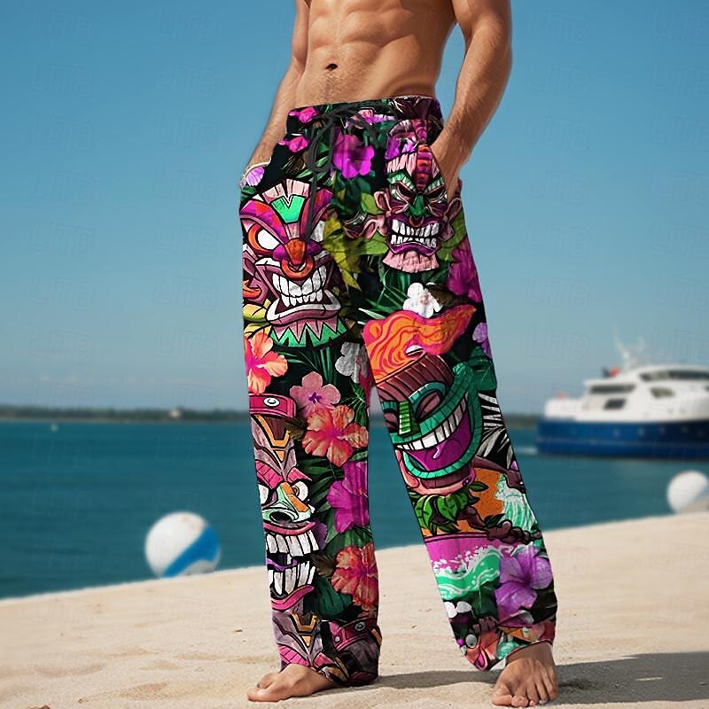 Tiki Tropical Aloha Resort 3D Printed Pants