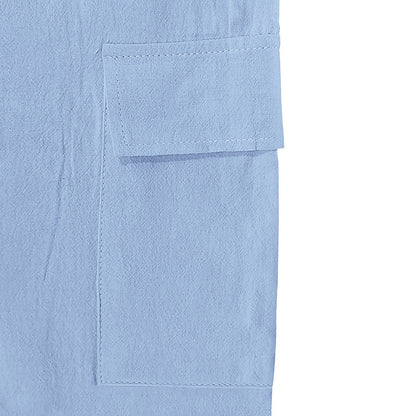 Linen Cargo Straight-Leg Pants