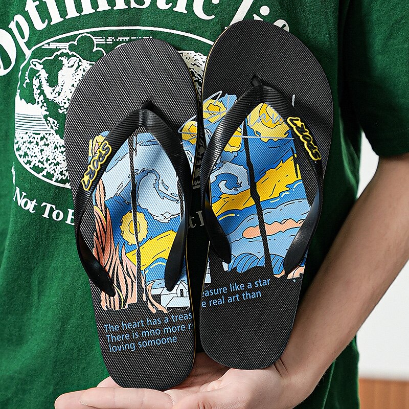 Artistic Flip-Flops – Blue & Yellow Print