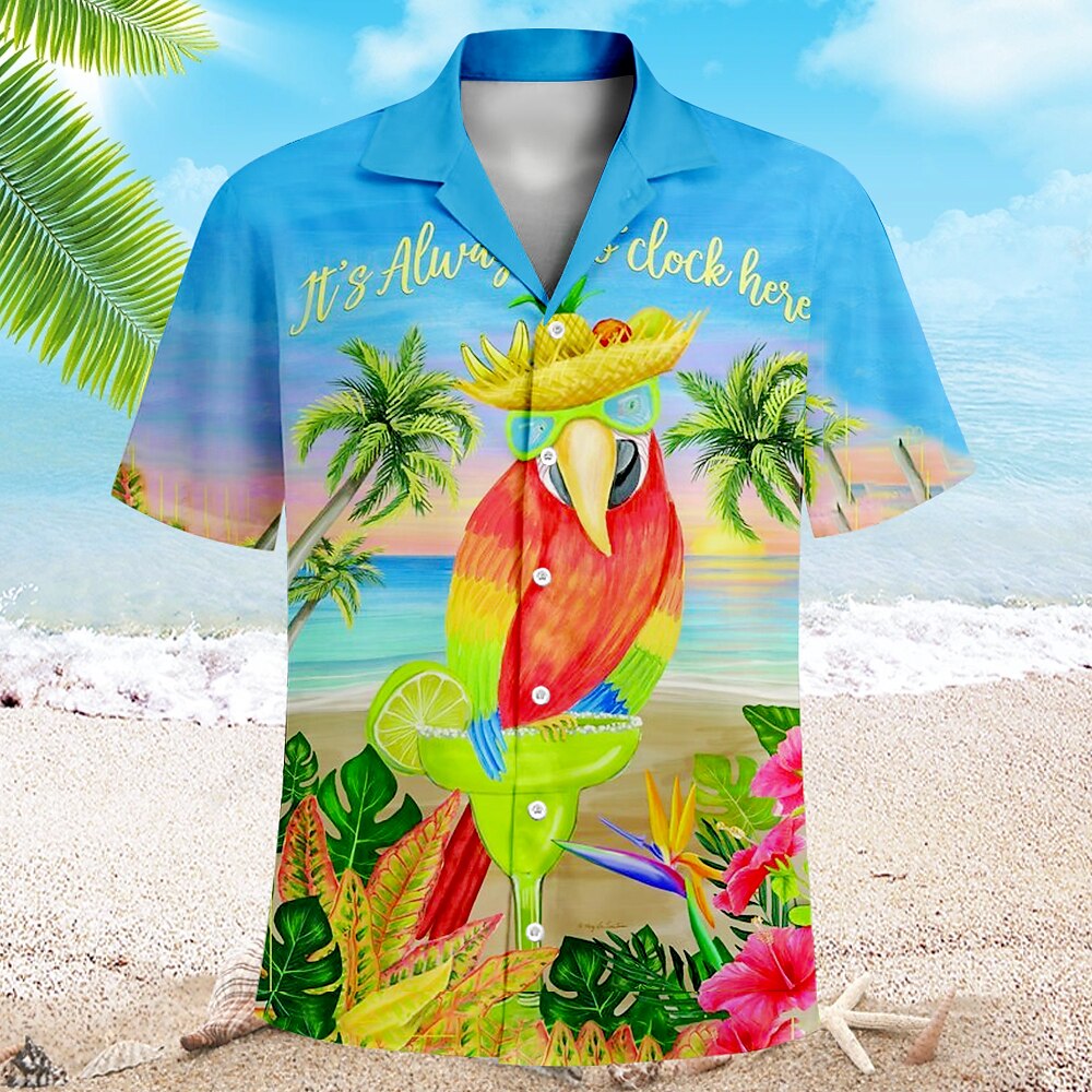 Parrot Print Hawaiian Vacation Shirt