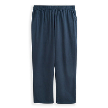 Linen Drawstring Straight-Leg Pants