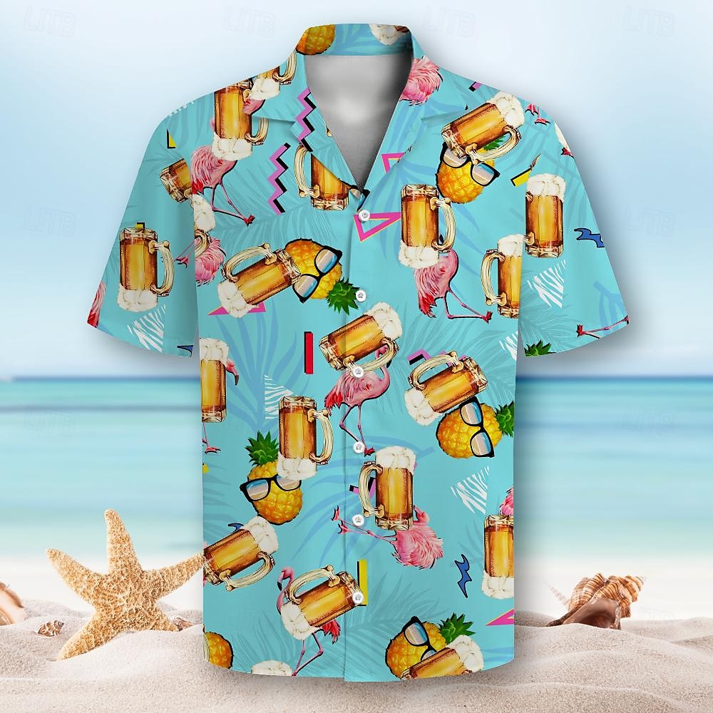 Beer Print Aloha Shirt