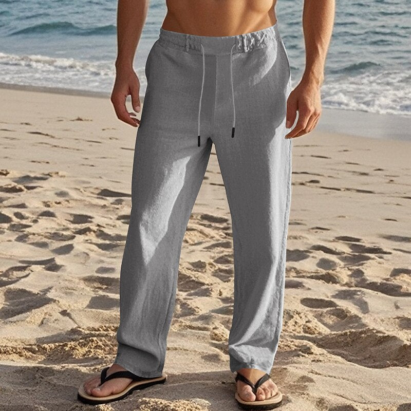 Beach Linen Elastic Waist Pants