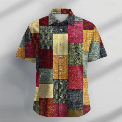 Geometric Pattern Color Block Shirt