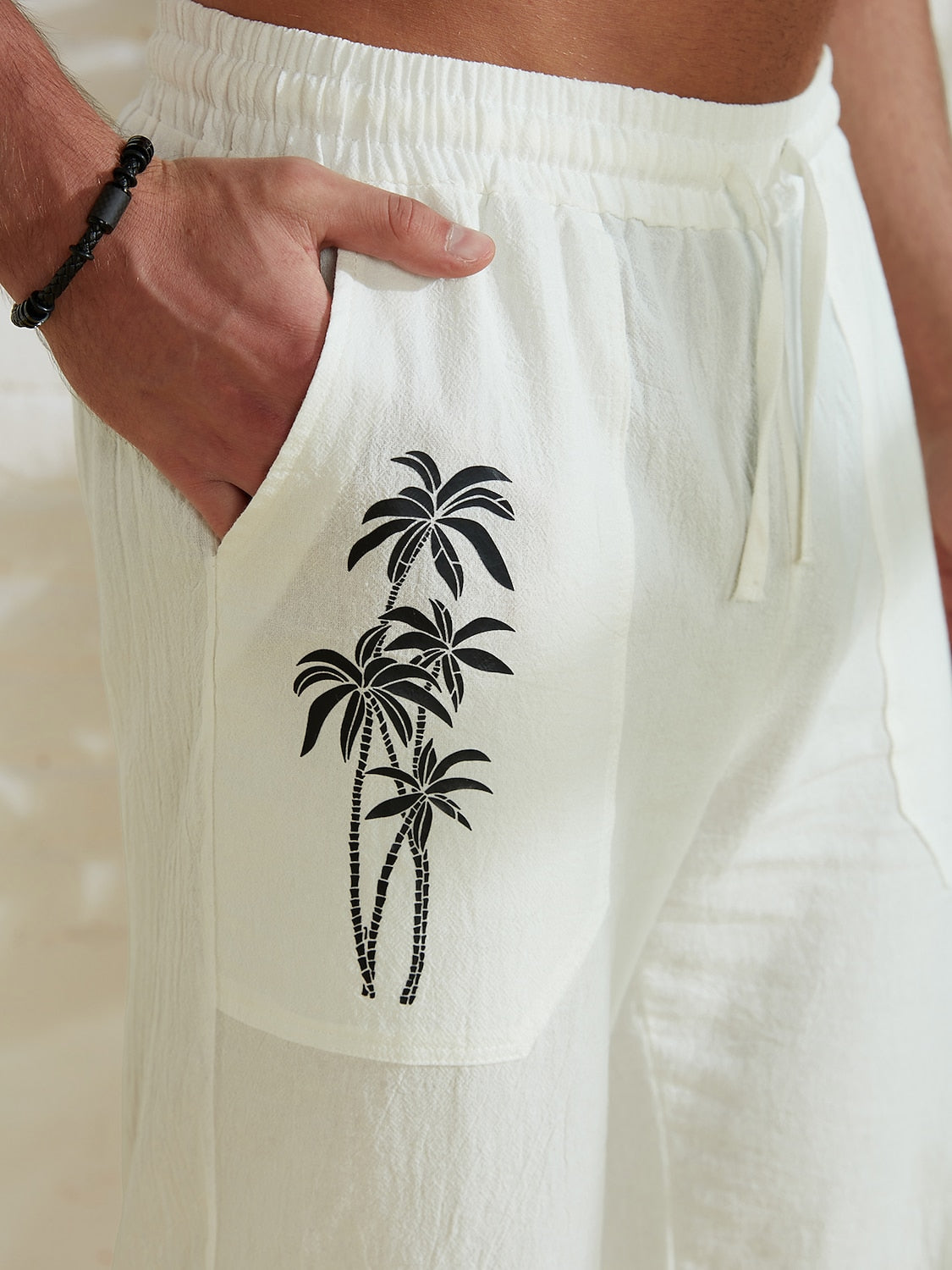 3D Coconut Tree Print Trousers