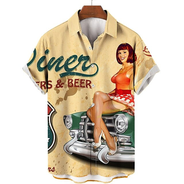 Letter Motorcycle Pin Up Girl Shirt