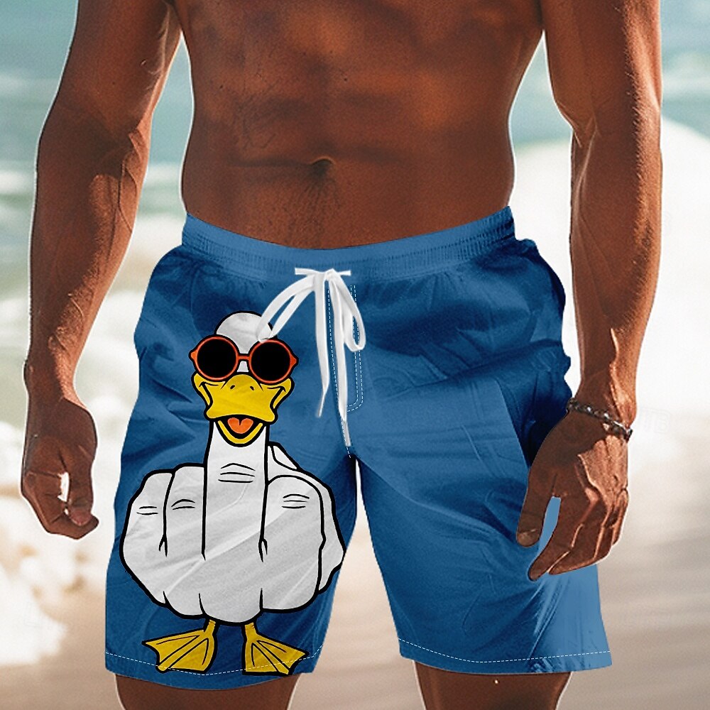 Animal Duck Funny gestures Swimming Shorts