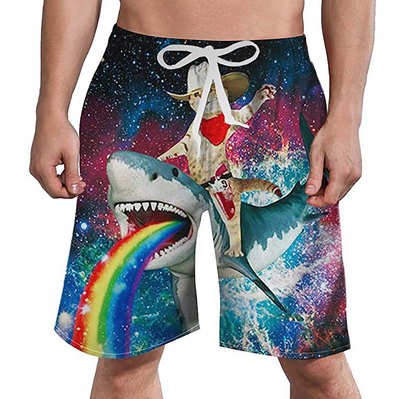 Graphic Cartoon Unicorn Swimming Shorts