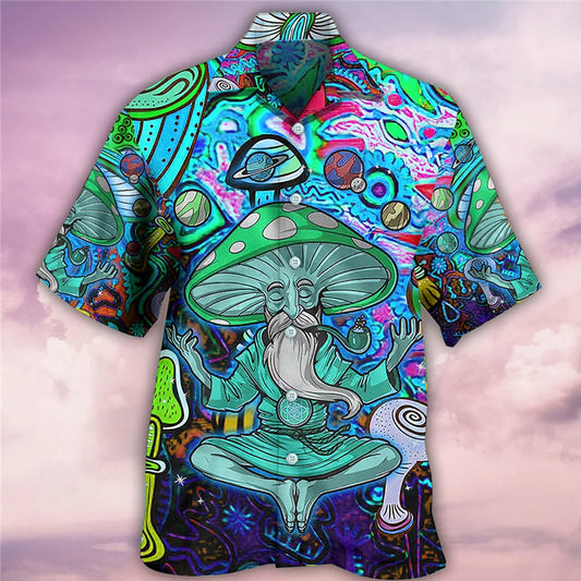 Mushroom Print Aloha Shirt