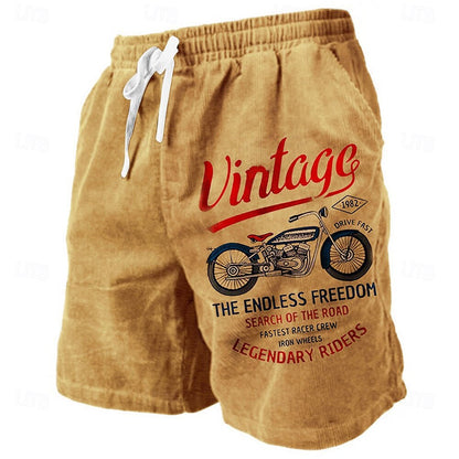 Pantalones cortos deportivos con letras de motociclista vintage