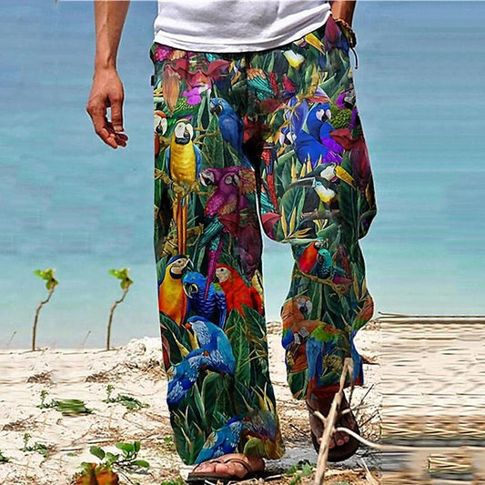 Pantalones casuales con estampado 3D de Parrot Resort