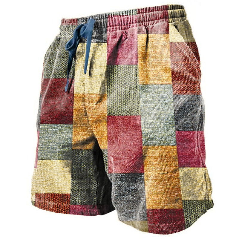 Graphic Color Block Patchwork Shorts