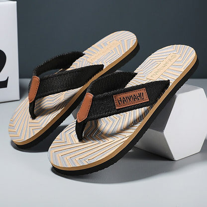 Red & Black Geometric Fashion Flip-Flops