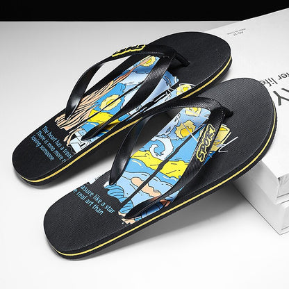 Artistic Flip-Flops – Blue & Yellow Print