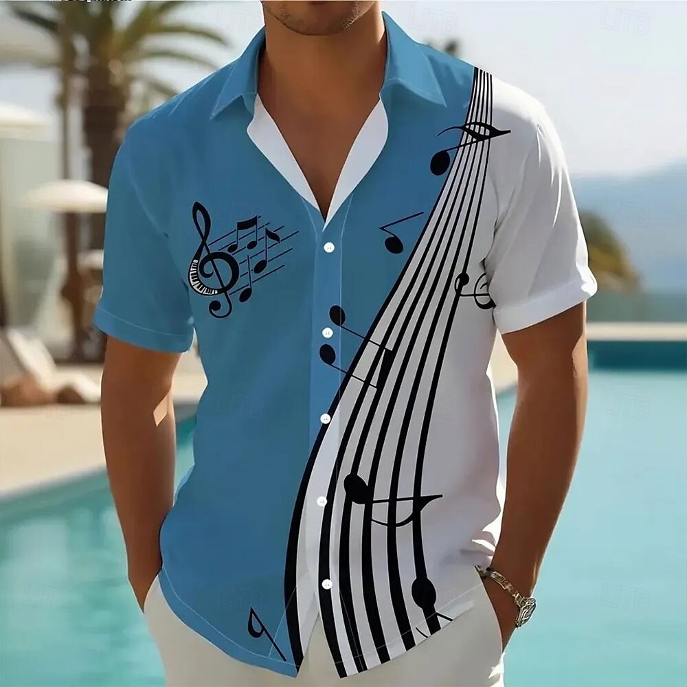 Camisa de rayas con notas musicales