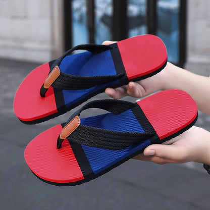 Colorblocked Mesh Strap Flip Flops