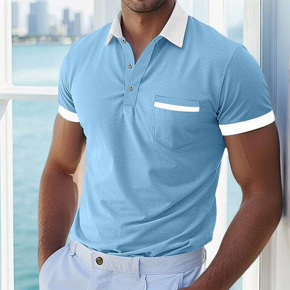 Colorblocked Casual Top Pique Polo Shirt