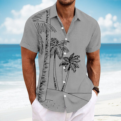 Coconut Tree Tropical Print Casual Shirt