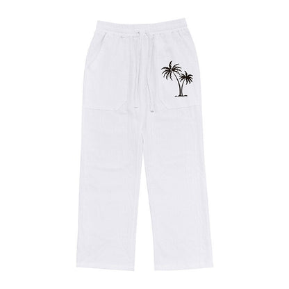 Retro Coconut Linen Drawstring Pants