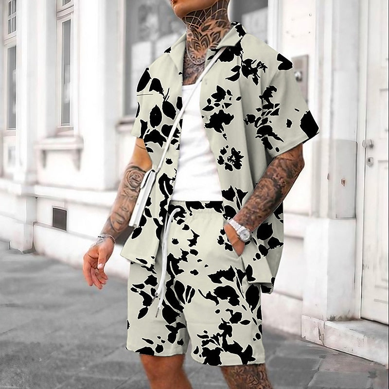 Splash Ink Print Shirt Set