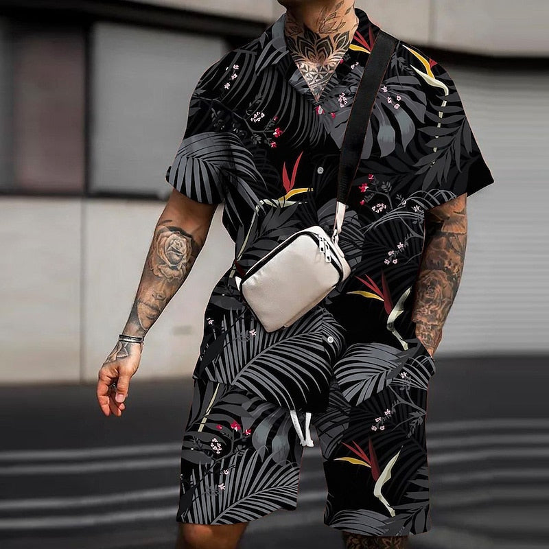Floral Flamingo Tropical Hawaiian Shirt Set