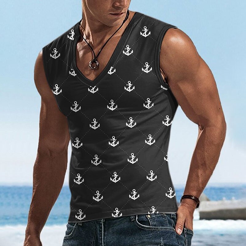 Anchor Argyle 3D Print V-Neck Tank