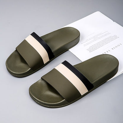 Sporty Slide Sandals with Red and White Stripes